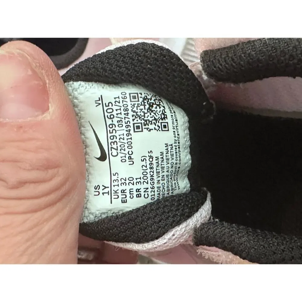 Nike Baby Girls' Pink Silver Logo Downshifter Toddler Strap On Shoes Size 1Y